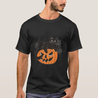 T-shirt Chat Noir Sur Citrouille Pour Halloween de Chat