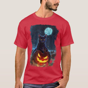 T-shirt Chat noir sur citrouilleCostume d'Halloween Lun