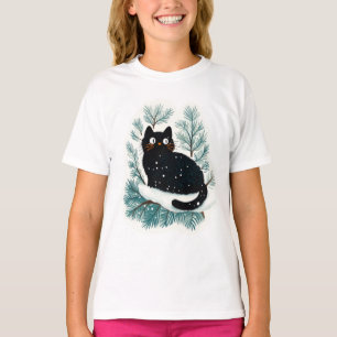T-shirt Chat noir sur le sapin de Noël mignon