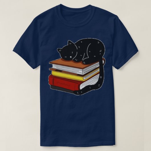 T-shirt Chat Noir Sur Livres Magiques (Design devant)