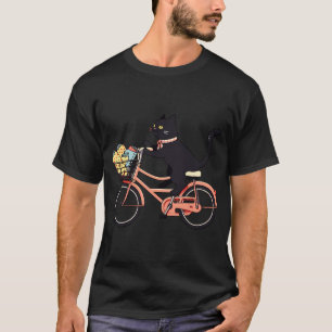 T-shirt Chat noir sur un vélo
