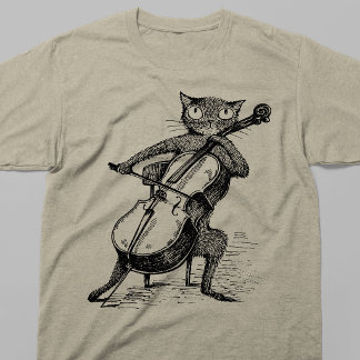 T-shirt Chat noir vintage drôle jouant du violoncelle