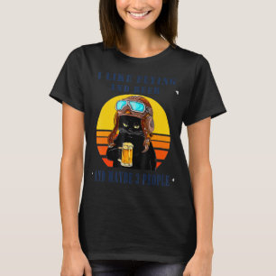 T-shirt Chat Noir vintage J'Aime Voler Et Bière Et Peut-Êt