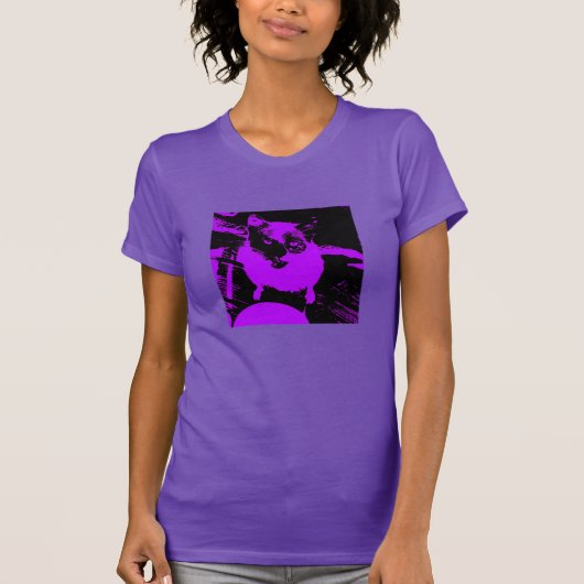 T-shirt Chat noir violet (Devant)