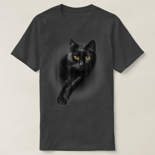 T-shirt Chat noir Yellow Eyes Chats Tefts Cadeaux  (Design devant)