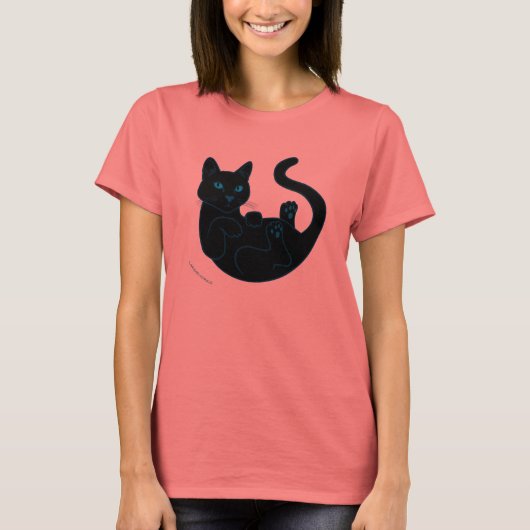 T-shirt Chat Noir, Yeux Bleus. (Devant)