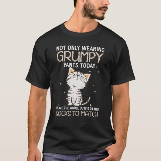 T-shirt Chat Non Seulement Portant Des Pantalons Grumpy Au (Devant)