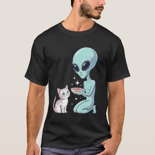 T-shirt Chat nourri par un alien (Devant)