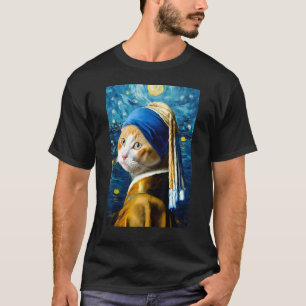 T-shirt Chat Nuit Étoilée, Chat Van Gogh, Amoureux des Cha