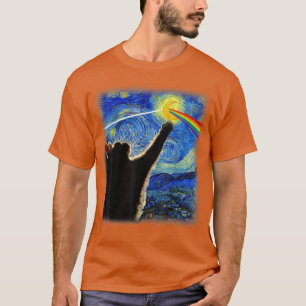T-shirt Chat Nuit Étoilée Van Gogh Cadeaux Chat Amoureux C
