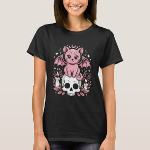 T-shirt Chat Occulte Mignon avec Croissants de Lune Rose G
