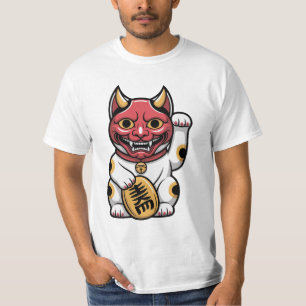 T-shirt Chat Oni Chat Mythique Japonais avec Masque d'On