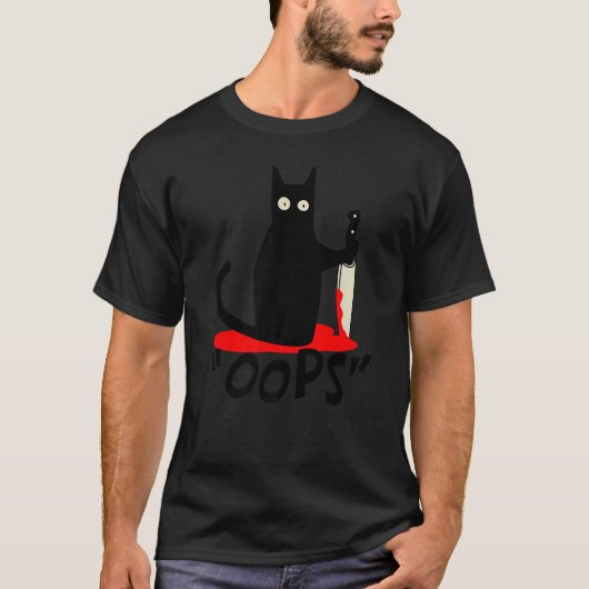 T-shirt Chat Oops Chat Meurtrier Avec Couteau Funny Chat N (Devant)