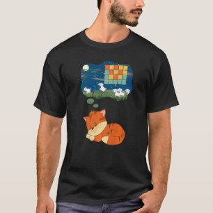 T-shirt Chat orange cannelle comptant les moutons rêvant R