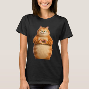 T-shirt Chat Orange Drôle Coeur Pattes Mains Signe Saint-V