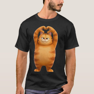 T-shirt Chat orange drôle cœur pattes mains signe Saint-Va
