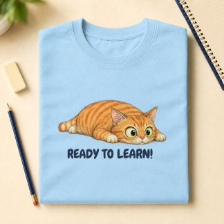 T-shirt Chat orange drôle prêt à apprendre la rentrée des
