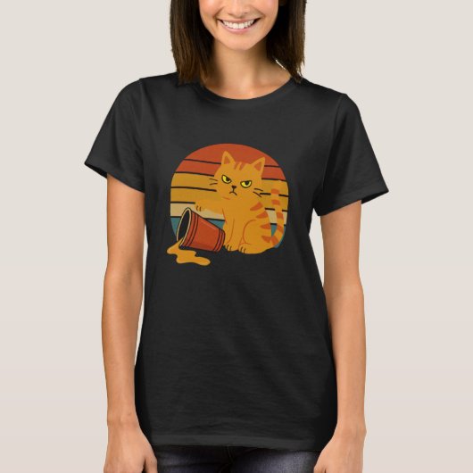 T-shirt Chat orange drôle vintage (Devant)