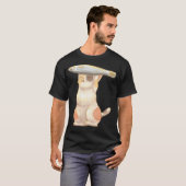 T-shirt Chat orange heureux avec poisson (Devant entier)