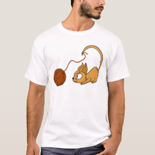 T-shirt Chat orange joueur poursuivant du fil