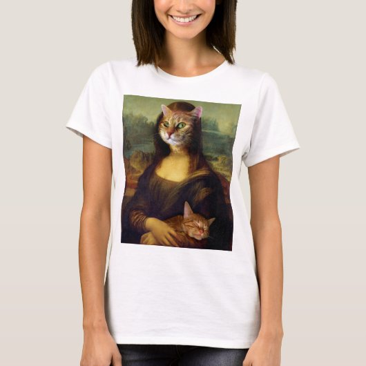T-shirt Chat orange Mona Lisa (Devant)