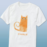 T-shirt Chat orange personnalisé<br><div class="desc">Petit chat au gingembre orange d'aquarelle,  mignon et légèrement alarmé,  parfait pour les amoureux des animaux. Art original de Nic Squirrell. Modifiez le nom ou supprimez-le si vous préférez customiser.</div>