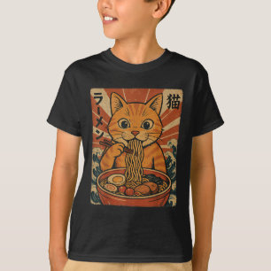 T-shirt Chat orange Ramen nouilles Anime japonaise Kawaii