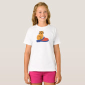 T-shirt Chat orange sur chausson (Devant entier)