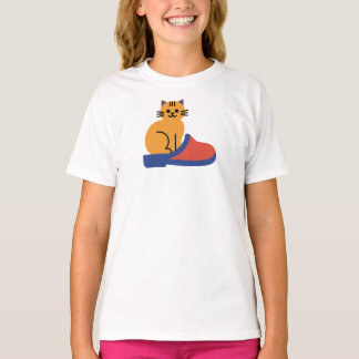 T-shirt Chat orange sur chausson
