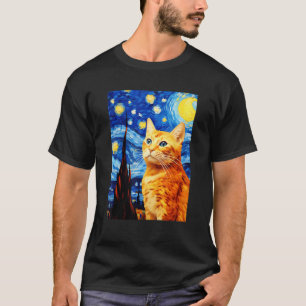 T-shirt Chat orange tigré Nuit étoilée Vincent van Gogh An