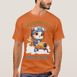T-shirt Chat orange toujours heureux