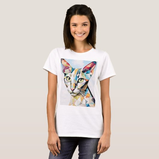 T-shirt Chat Oriental Cubiste (Devant entier)