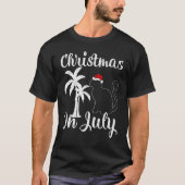 T-shirt Chat Palm Tree Santa Chapeau Chat Noël En Juillet (Devant)