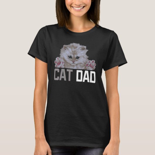 T-shirt Chat Papa Daddy Kitty Propriétaires Fourrure Paren (Devant)