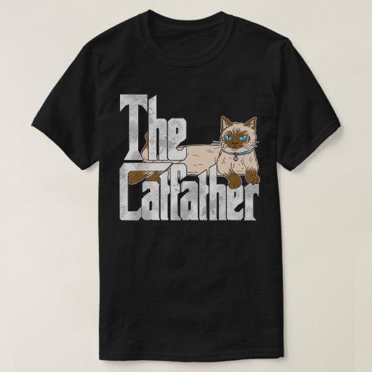 T-shirt Chat Papa Le Catfather Crazy Siamese Cat Père Kit (Design devant)