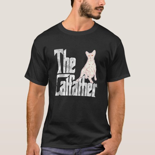 T-shirt Chat Papa Le Catfather Lazy Sphynx Chat Père Kitty (Devant)
