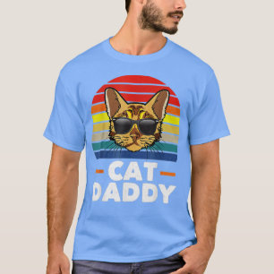 T-shirt Chat Papa Portant des lunettes de soleil Retro Vin