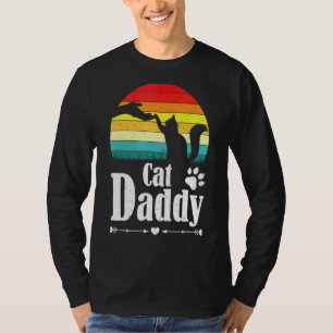 T-shirt Chat Papa Retro Soleil Distorti Avec Main Et Chat