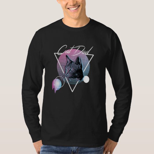 T-shirt Chat Papa Retro Vaporwave Style esthétique (Devant)