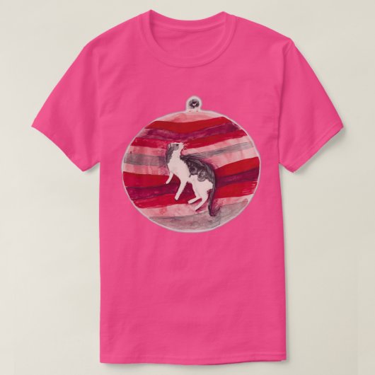 T-shirt chat paresseux suivant un pigeon 2 (Design devant)