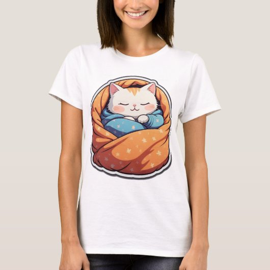 T-Shirt Chat Parfaitement Lazy - Design Cosy & Amu (Devant)