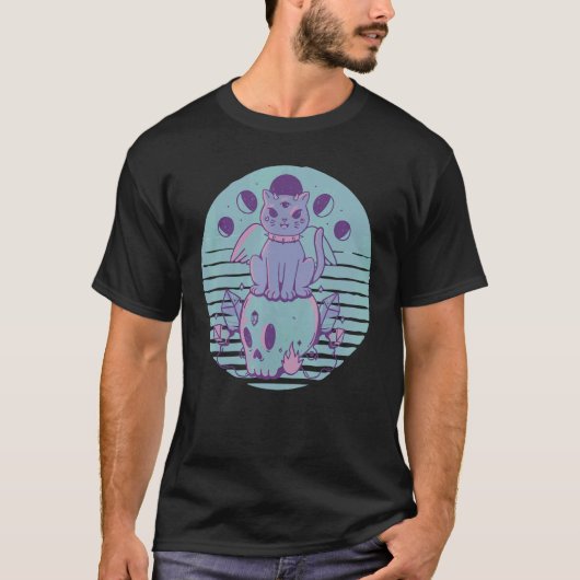 T-shirt Chat Pastel Goth Mignon Créature Squelette Effraya (Devant)