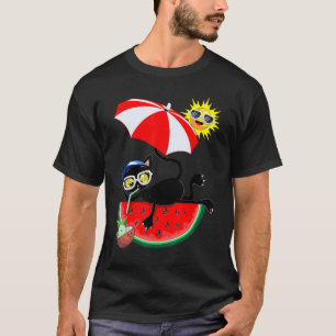 T-shirt Chat & Pastèque Juteuse Été Détente Garçons Filles