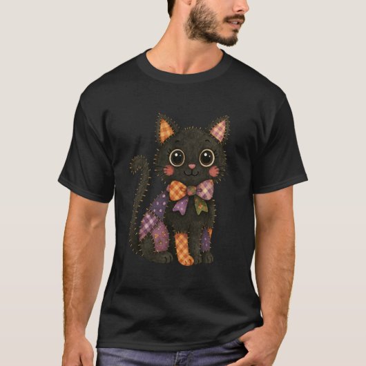 T-shirt Chat Patchwork Adorable Effrayant - Chaton Mignon (Devant)