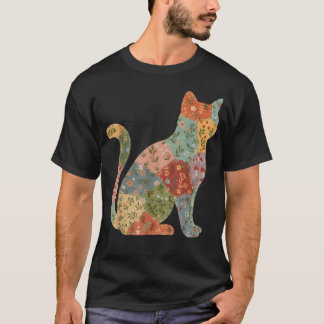 T-shirt Chat Patchwork Floral Bohème Cottagecore Vintage