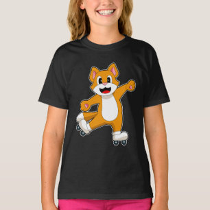 T-shirt Chat Patinage en ligne Patins à rouleaux