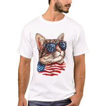 Chat patriotique avec lunettes de soleil American 