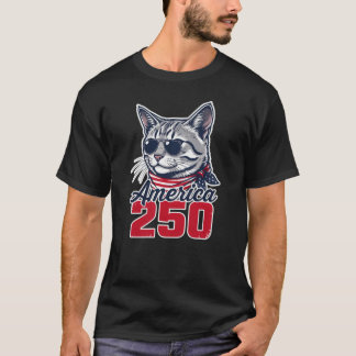 T-shirt Chat patriotique cool America 250 pour le 4 juille