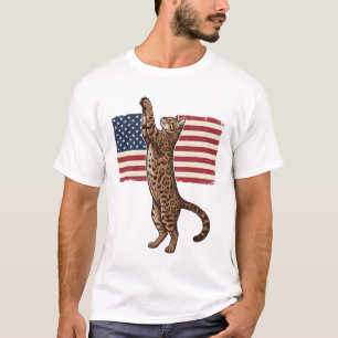 T-shirt Chat patriotique Drapeau américain Design vectorie