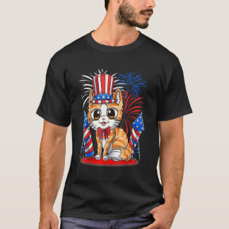 T-shirt Chat patriotique du 4 juillet Drapeau américain Me